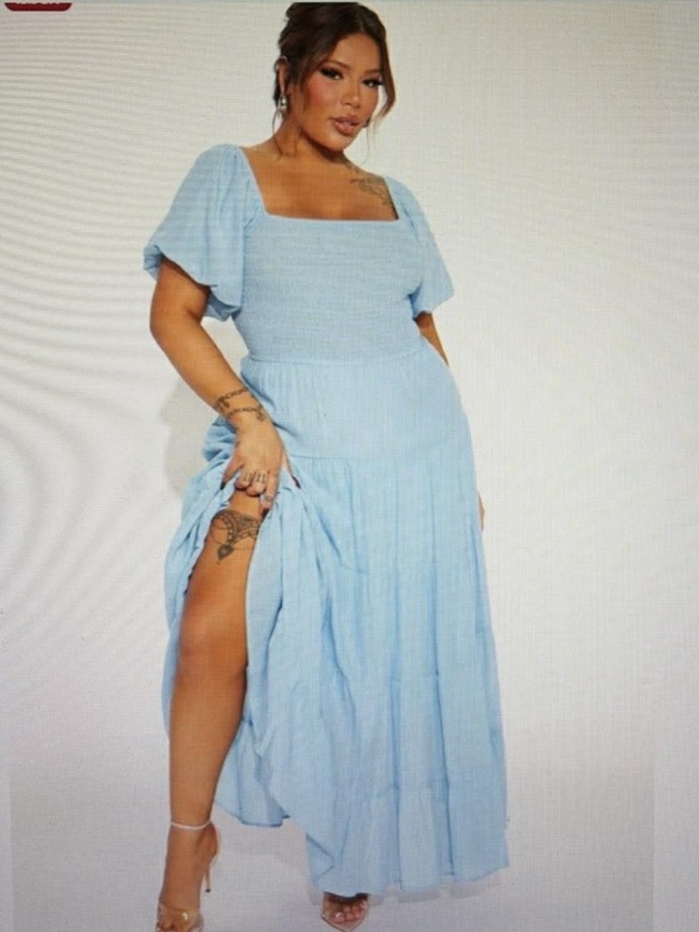 Light Blue Tiered Smocked Maxi Dress